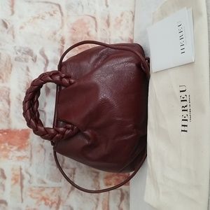 New HEREU Bombon Leather Top-Handle Bag